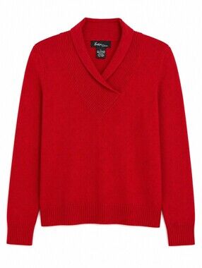 Evelyn Cashmere Red 100% Cashmere Crossover Collar Sweater Size L